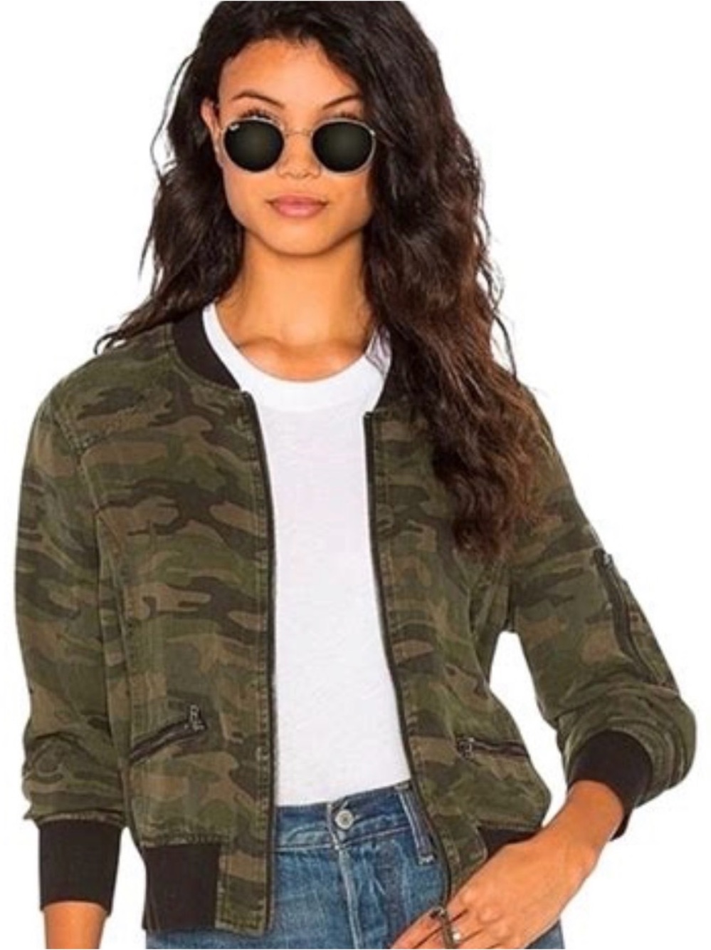 Sanctuary Olive Camo Bomber Jacket